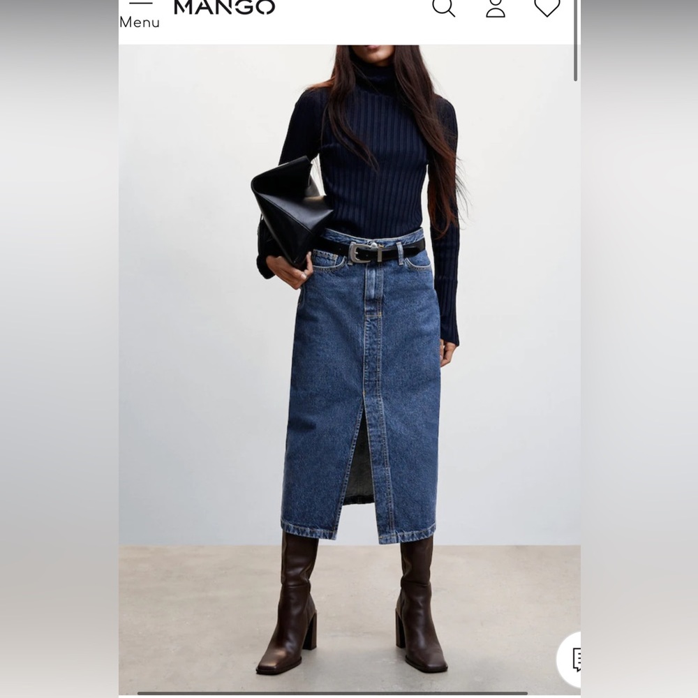 MANGO denim midi skirt
